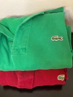 Lacoste Set of 2 Men's Classic Pique Polo Shirt - Red & Green - Size 6 (US S)